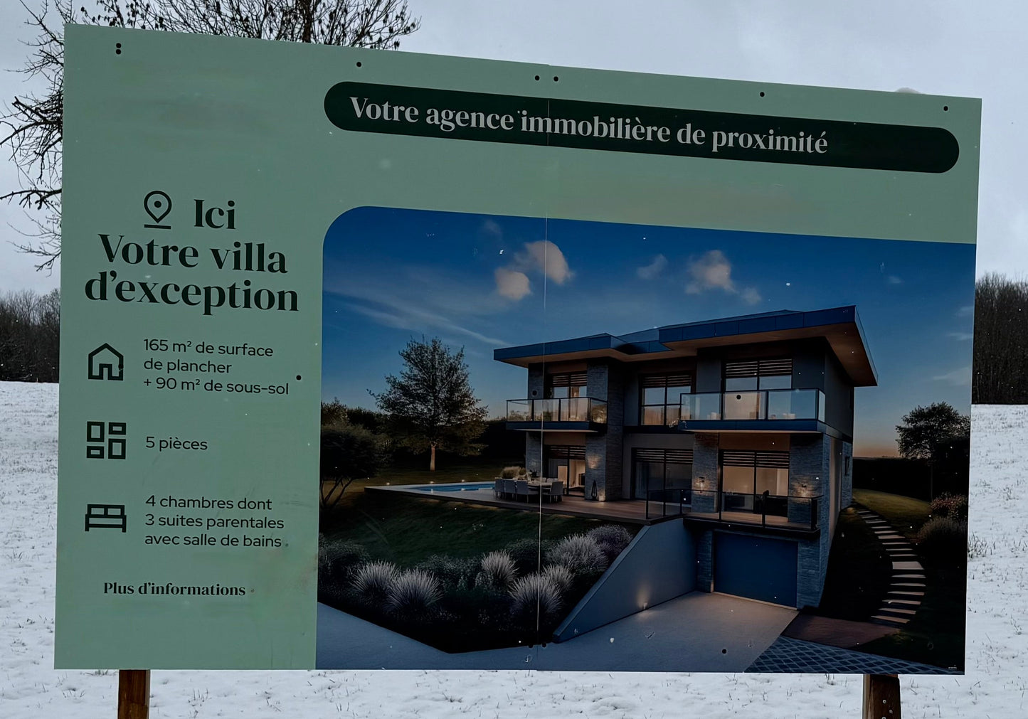 Panneau de promotion immobilière 3 × 2 m – Grand format transportable