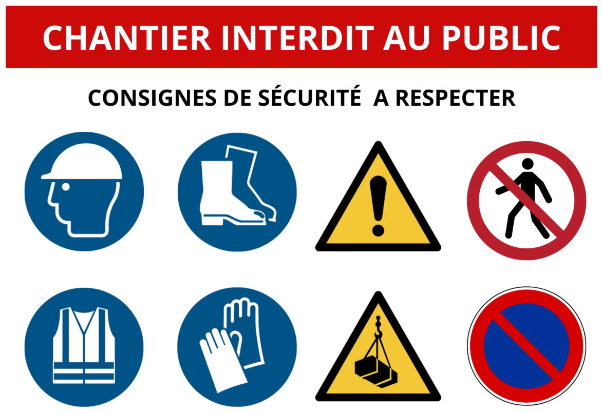 Panneau consignes & sécurité chantier